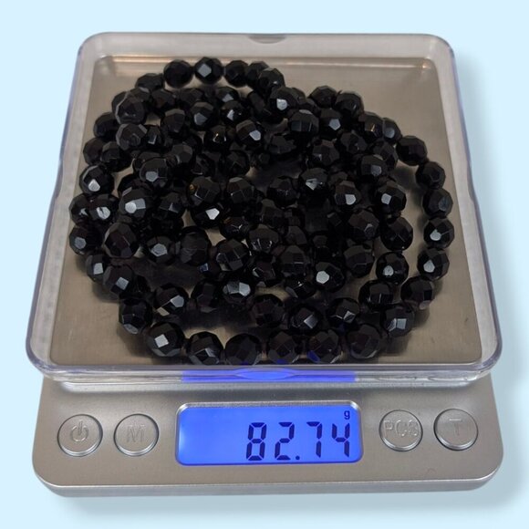 V. Long Black Glass Beaded Necklace - Picture 5 of 5